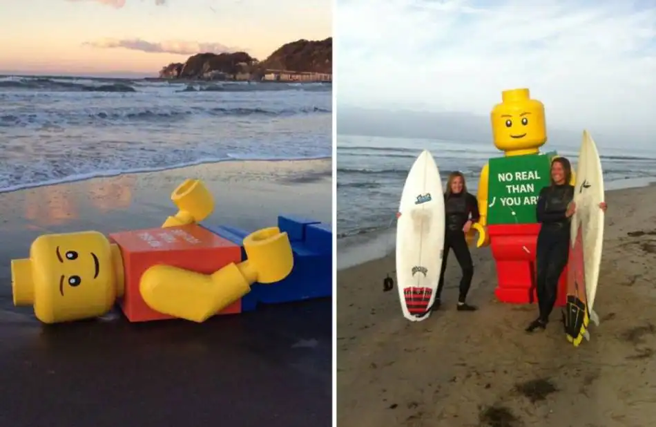 O misterioso homem de Lego gigante que apareceu em uma praia japonesa